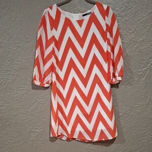 Lulu's Pink and White Boxy Tunic with 3/4 Sleeves